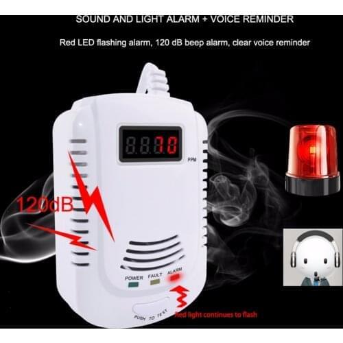 Home Standalone Plug-In Combustible Gas Detector LPG LNG Coal Natural Gas Leak Alarm Sensor Voice Warning Alarm Sensor