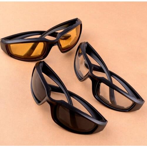 DWCX 3 Pairs Yellow/Clear/Grey Motorcycle Goggles Sports Biker Riding Glasses Foam Padded Wind Resistant Windproof Sunglasses