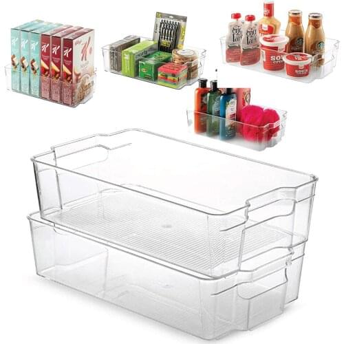 Refrigerator Organizer Width and Narrow size Stackable Fridge for Freezer Kitchen Countertops Cabinets Clear