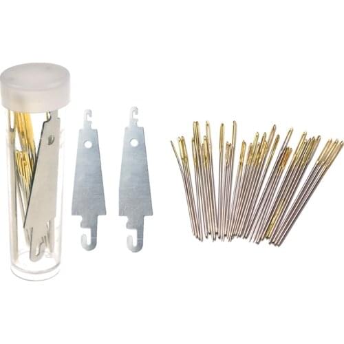 30pcs 3.4cm 3.7cm 4.1cm Hand Sewing Needles Gold Eye Embroidery Cross Stitch Needles With Threaders Home DIY Sewing Accessories