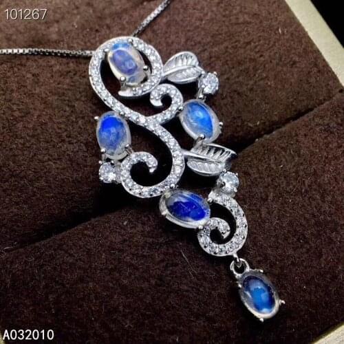 KJJEAXCMY Fine Jewelry 925 Sterling Silver inlaid Natural Moonstone Female Pendant Necklace fashion Support Detection