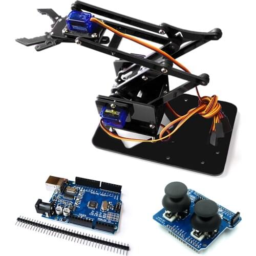 4 DOF Unassembly Acrylic Mechanical Arm Robot Manipulator Claw for Arduino Maker Learning DIY Kit Robot