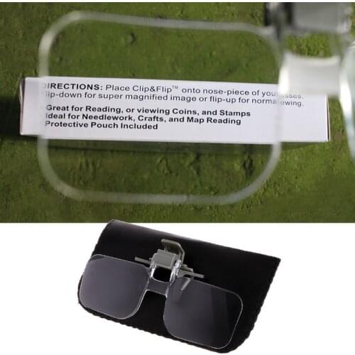 Light-weight Glasses Style Magnifier 2x Pmma Acrilic Magnifying Glass with Clip Loupe for Needlework Crafts and Map Reading