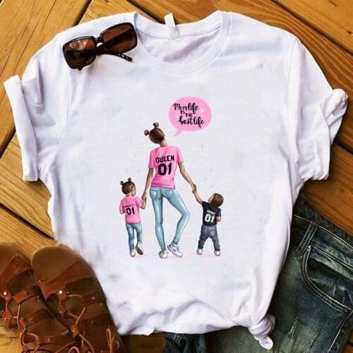 Summer Girl Mother womens Tops T-Shirt Ladies Parent-Child Print Graphic White Short-Sleeved Female Tee Casual kawaii T-shirt
