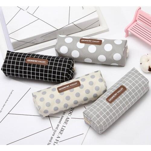 Cute Kawaii Canvas Pencil Case High Capacity Pen Bags Cute Letter Pencil Bags for Girls Gift School Supplies Korean Stationery
