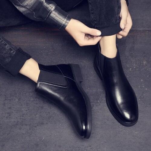 Yomior Brand Autumn Winter New Vintage Men Shoes Handmade British Genuine Leather Ankle Boots Wedding Chelsea Boots Business