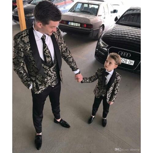 Men Suits Two Pieces Groomsmen Wedding Tuxedos For Men Peaked Lapel Formal Prom Suit (Jacket+Pants) Little Boys Formal Wear