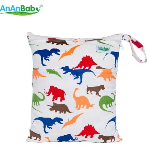 New Reusable Printed Design Baby Cloth Diaper Wet Bags Waterproof Cloth Diaper Bags With Zipper