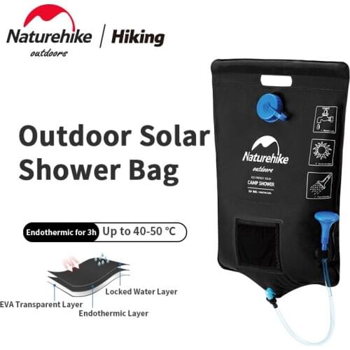 Naturehike outdoor camping Mobile shower 20L Hanging style water bag portable 3-hour solar heating Heated bath bag With shower