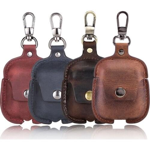 Genuine PULL-UP Cowhide Leather Bluetooth Wireless Earphone Case For Apple AirPods 2 Protective Charging Box Cover For Airpods