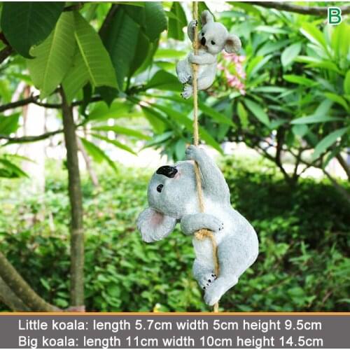 Hanging Resin Cute Koala Swinging Koala Garden Figurine Statue for Patio Yard Garden Decoration JS22