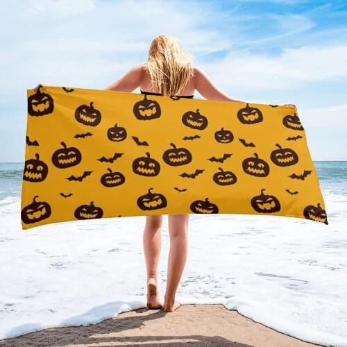 Halloween Pumpkin Lantern Bat Bath Towel Bathroom Microfiber Face Towels Sporty Quick-Dry Towel for Adults