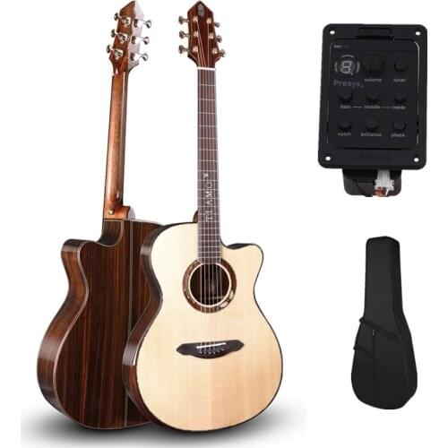 Finlay Tiamo T-A160CE,Professional Solid Top Guitar With Pickup,40" guitar with Spruce Top/Laminated rosewood Body+hard case