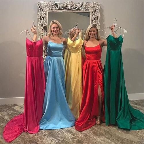 Halter Neck Prom Dresses 2020 Sexy Backless Front Split A-line Prom Party Dress vestidos de festa longo вечернее платье