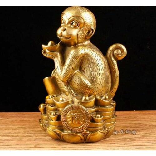 Bronze Ingot Monkey Zodiac Monkey Home Decoration Metal Ornament Handicraft Ornament Copper Crafts Chinese Zodiac