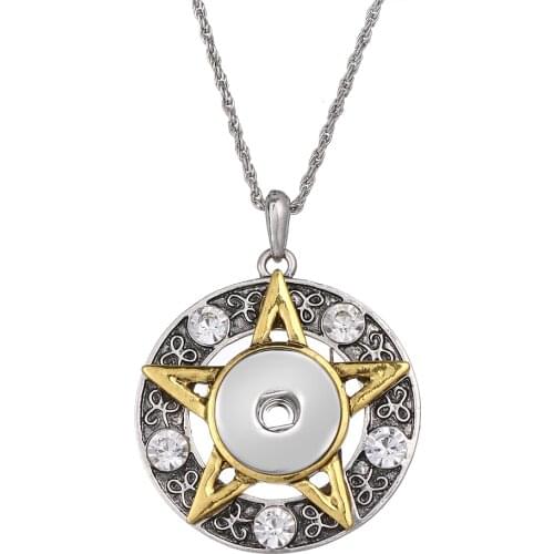 Interchangeable Rhinestone 165 Five-pointed Star fit 18mm Snap Button Necklace Pendant For Women Charm jewelry Gift