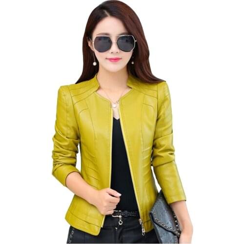 2020 Casual Long Sleeve Women Soft PU Leather Jacket Outerwear Winter Autumn Female Slim Faux Leather Coat Ladies Jacket M-4XL