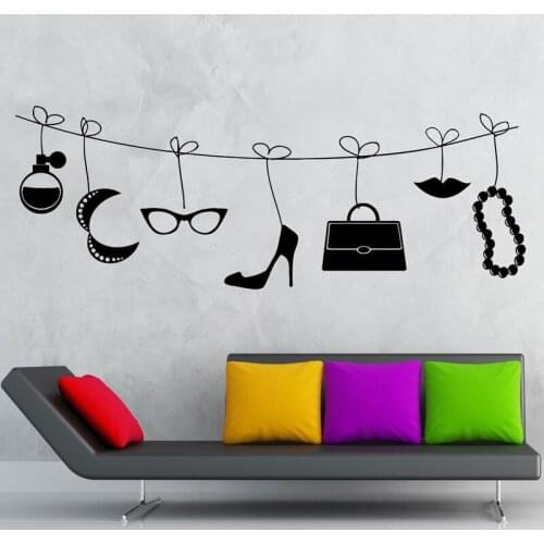 Womens fashion lifestyle shopping vinyl wall decals mall shopping center home decoration wallpaper murals MV16
