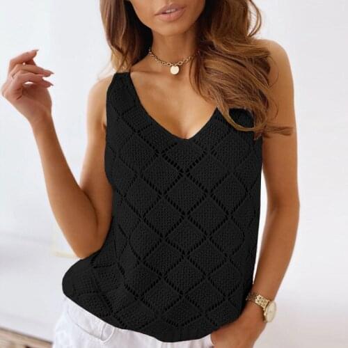 2021 Summer Pure Color Charming New Tops Womens Female New Knitted Halter Strapless Hollow Vest T-shirt Sexy Casual