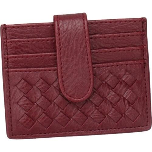 Womens Woven Lady Colors Card Case Bag Small Wallet ID Credit Card Holder Female Cards Pack Cash Pocket Covers