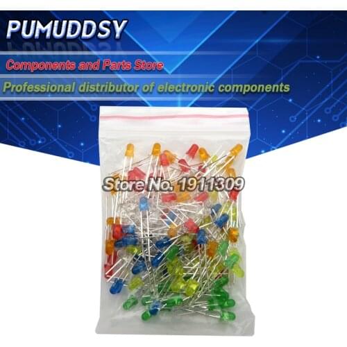 120pcs 6color X 20pcs 3mm LED Light Assorted Kit DIY LEDs Set White Yellow Red Green Blue Orange