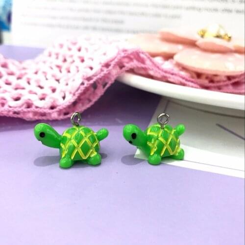10pcs 13*21mm mini 3d resin tortoise charms Jewelry necklace earring pendant keychain charms for DIY decoration gift