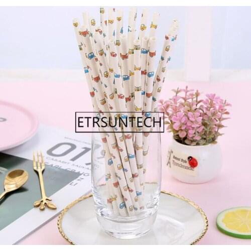 100sets Cartoon Car Paper Straw for Kids Wedding Birthday Picnic Party Decorations Cocktail Party Straws