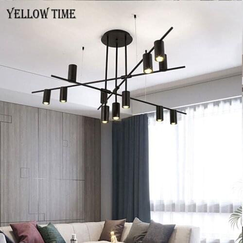 110V 220V LED Chandelier Indoor Lighting Fixture For Living room Dining room Kitchen Black&Gold Metal Chandelier Hanging Lamps