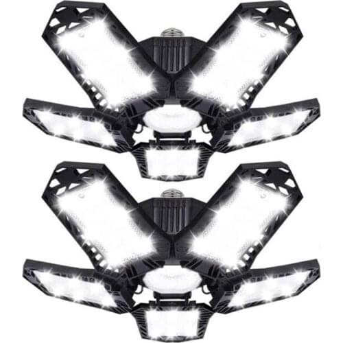 2 Pack Led Garage Lights 100W 10000LM LED 360 Screw in Garage Light 5 Leaf Adjustable Panels Garage Lighting Bulb