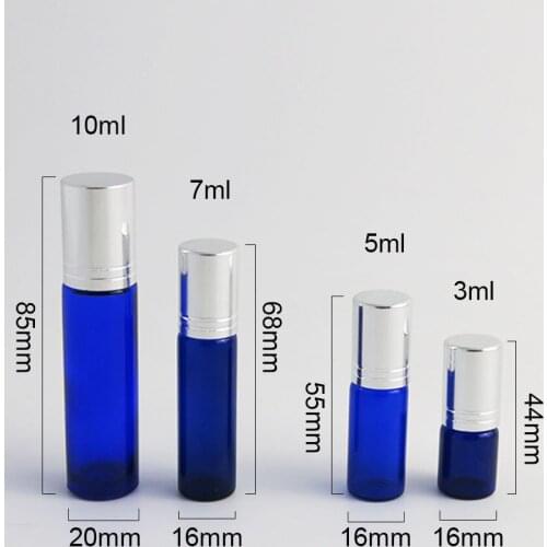 24 x 3ml 5ml 7ml 10ml Empty Roll on Bottles Essential Oil Bottles Small Blue Glass Essential Oil Roller Bottles or Samples