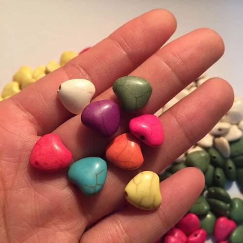 34pcs/lot Multicolor 12mm Vintage Synthetic Heart Stone Beads