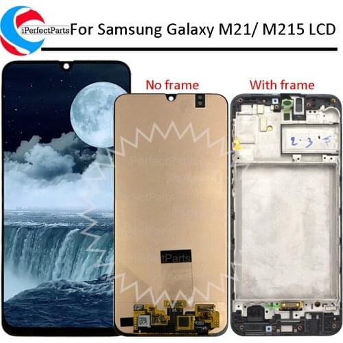 6.4'' Super AMOLED For Samsung Galaxy M21 Display With Frame Touch Panel Screen Digitizer For Samsung M215 M215F LCD Pantalla