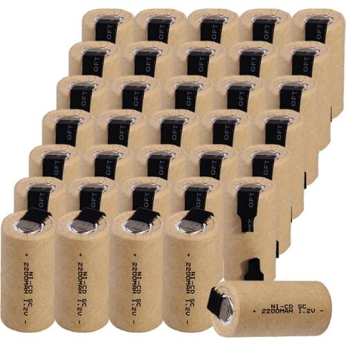 Real capacity 35 piece SC battery 1.2v NICD SUBC batteries rechargeable 2200mAh 4.25cm*2.2cm battery for power tools akkumulator