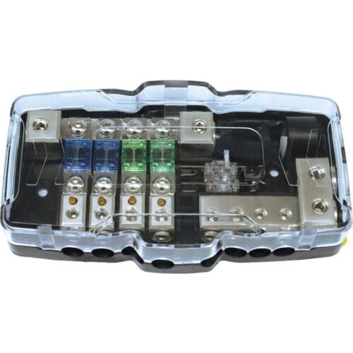 Car Boat 4 Output Audio ANL Fuse Holder With Fuses Distribution Block Fusebox 12V-24V Car Blade Fuse Block Holder 30A 60A Fuses