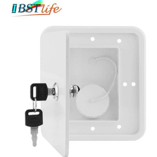White Gravity Water Inlet Accessories Square With Keys Hatch Cover Water Intake Lockable RV Trailer Caravan Plastic Parts
