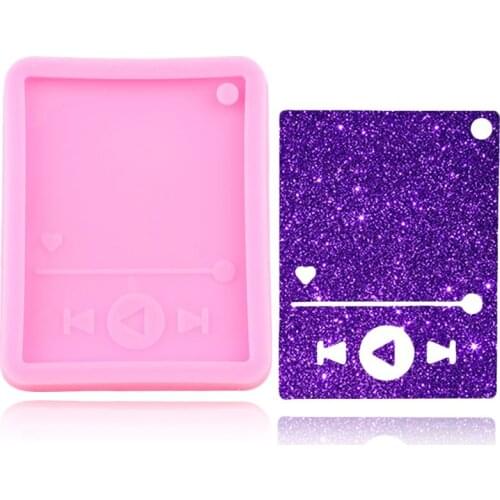 Shiny Glossy Media Player Keychain Silicone Epoxy Resin Molds DIY Pendant Jewelry Making Mould Chocolate Candy Clay Moulds