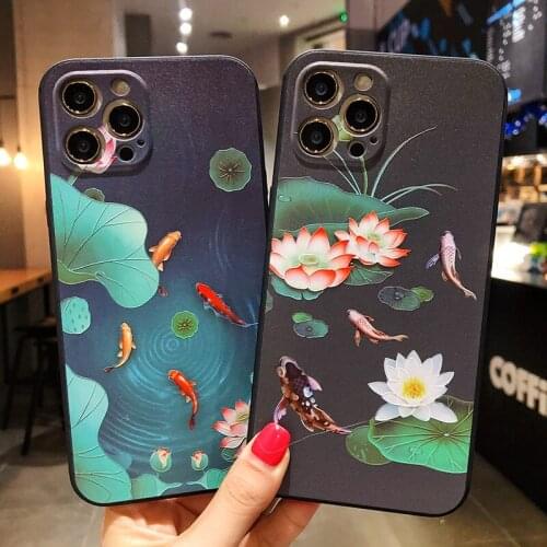 Sumkeymi Phone Holder Case For iphone 11 Case For iphone 12 7 8 Plus mini Pro Max X XS XR Flower Floral Lotus Pattern Case