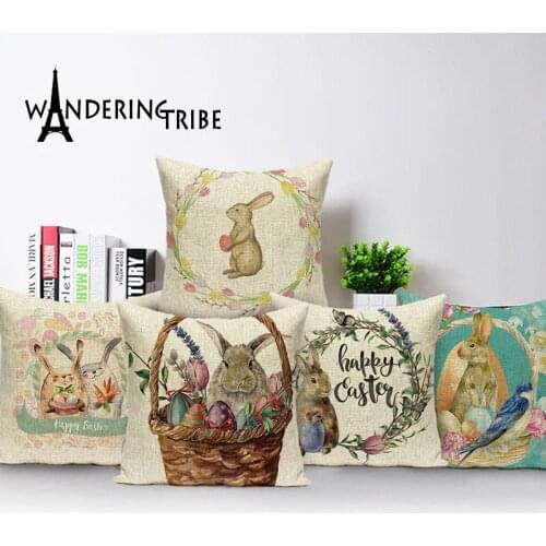 Decorative Cushion Cover For Sofa Hare Farmhouse Home Decor Pillowcase Sofa Cushions Custom Cartoon Animal Pillows Household