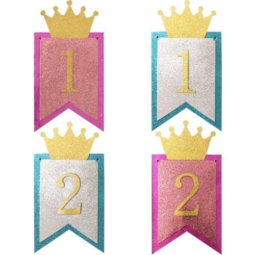 DIY Pink Blue 1st Birthay Party Decoration 2nd Happy Birthay Banner Decoration
