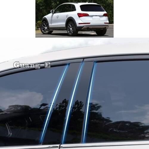 For Audi Q5 2011 2012 2013 2014-2017 Car PC Material Pillar Post Cover Door Trim Window Piano Black Molding Sticker Plate Parts