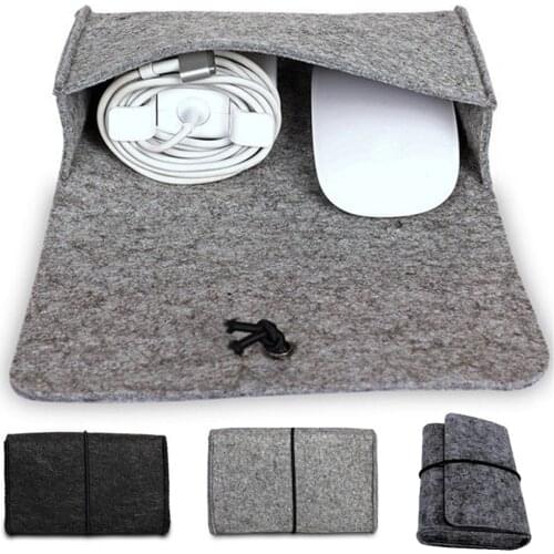 Solid Felt Storage Bag Phone Charger Adapter Mouse Case Storage Bags 11x3.5x17cm