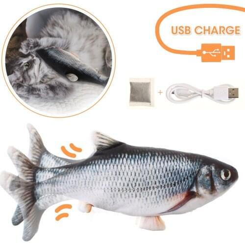 Cat Toy Fish USB Electric Realistic Catnip Kicker Toy Simulation Fish Cat Chew Bite Interactive Toys Moving Floppy Flopping Fish