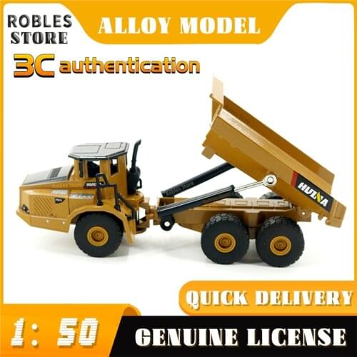 Huina alloy engineering vehicle alloy excavator dumper childrens simulation truck model toy ornament boys gift
