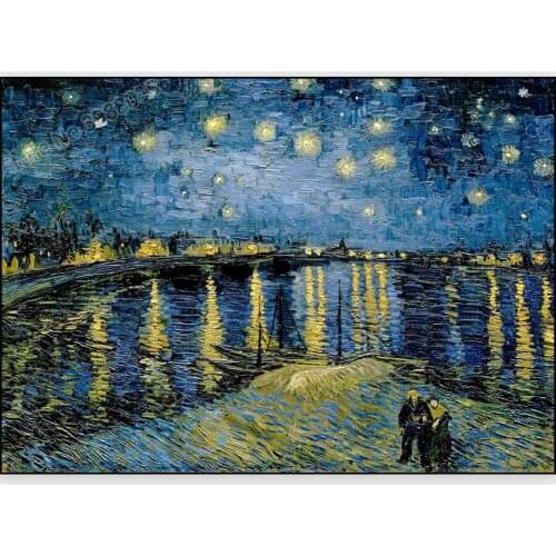 Full Square Drill 5D DIY Diamond Painting Van Gogh "Starry Night Over the Rhone" Diamond Embroidery Cross Stitch Crystal Mosaic