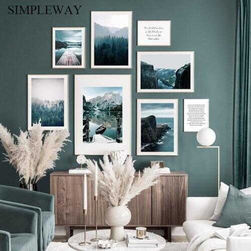 Nature Forest Lake Canvas Painting Landscape Wall Print Bridge Boat Nordic Art Poster Scandinavian Picture Modern Home Decor