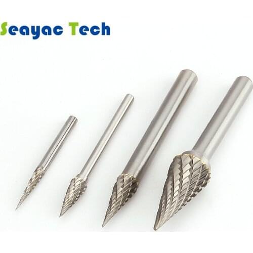 Conical grinding head alloy rotary file tungsten steel grinding head M type point top cone carbide rotary burrs