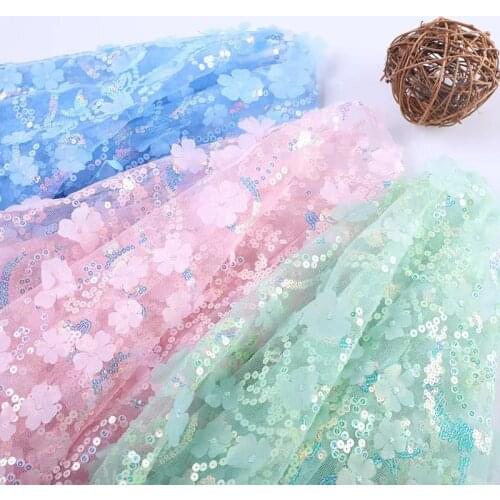 2021 Multicolor New Three-dimensional Flower Sequined Lace Fabric Dress Costume Skirt Accessories