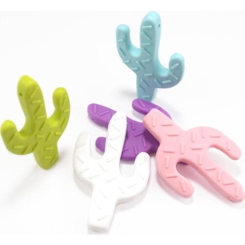 50pcs Baby Nursing Pendant Silicone Cacti BPA Free Silicone Teether Cactus Crib Teething Toys Accessories Baby Teether Charms