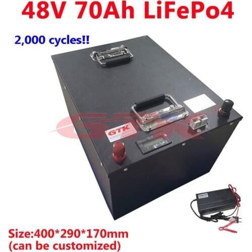 GTK 48V 70AH Lithium lifepo4 battery not 80AH battery with BMS for 5000w RV EV scooter tricycle fishing boat + 10A Charger