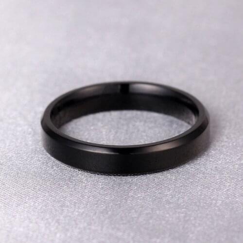 MANGOSKY 4mm Bright Polish Black Color Titanium Ring For Men and Women